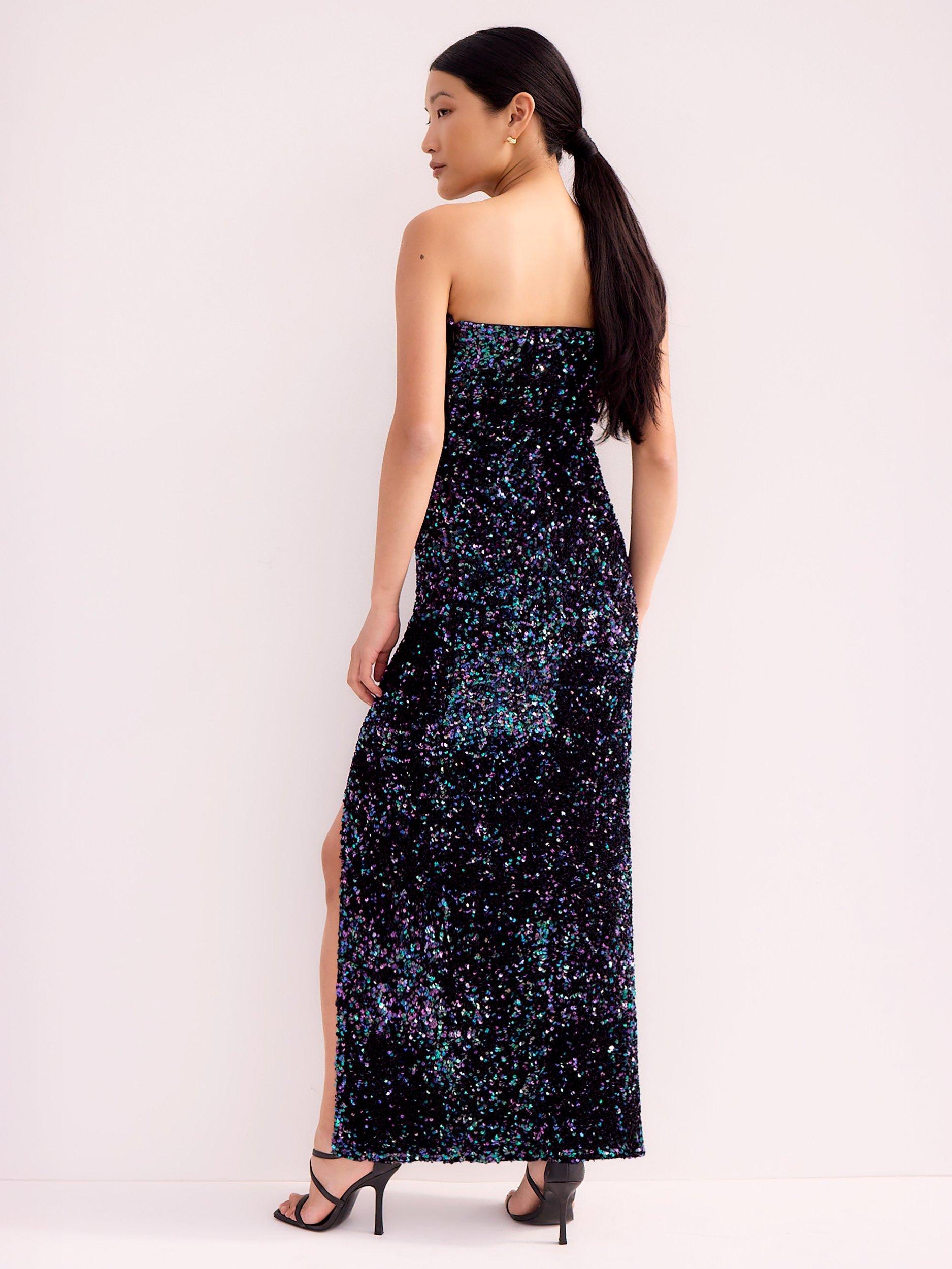 Product image 3 of 3, which shows Ro&Zo Blair Cluster Sequin Strapless Dress, Blue, 6R