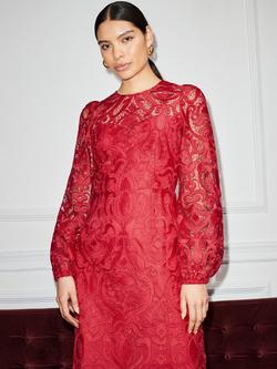 Ro&Zo Kendall Lace Midi Dress, Red - view 2, Red
