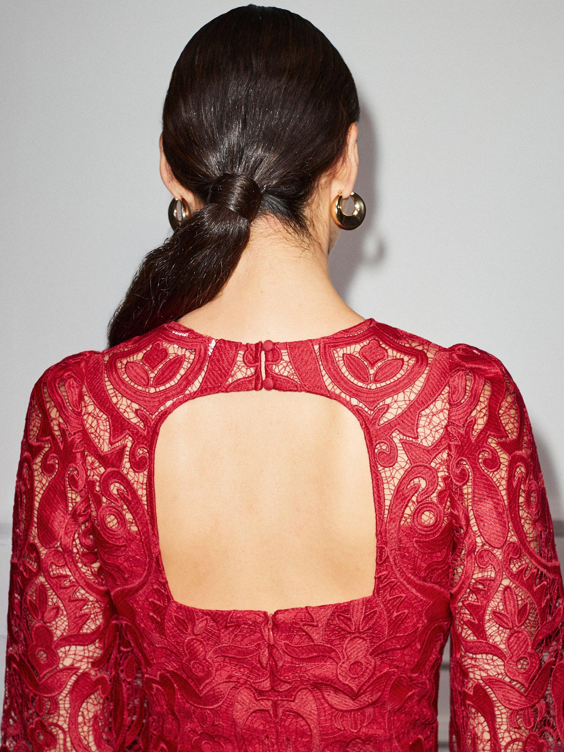 Product image 5 of 6, which shows Ro&Zo Kendall Lace Midi Dress, Red, 6R