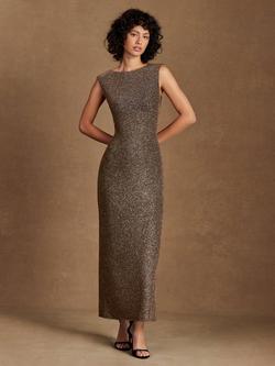 Ro&Zo Joanna Sparkle Cap Sleeve Maxi Dress, Gold, Gold