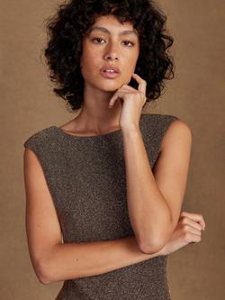 Ro&Zo Joanna Sparkle Cap Sleeve Maxi Dress, Gold - view 2, Gold