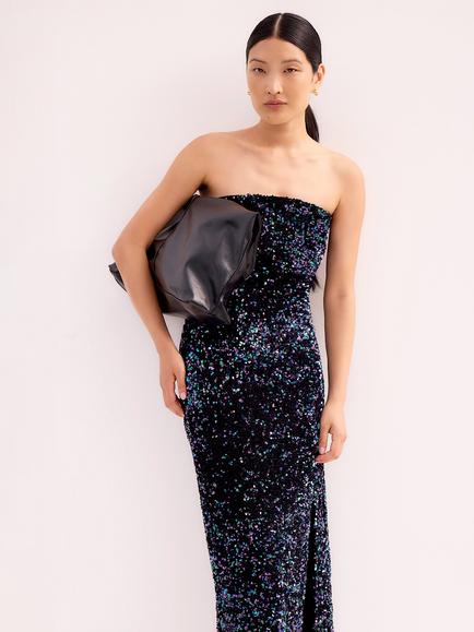 Ro&Zo Petite Blair Cluster Sequin Strapless Dress, Blue - view 2, Blue