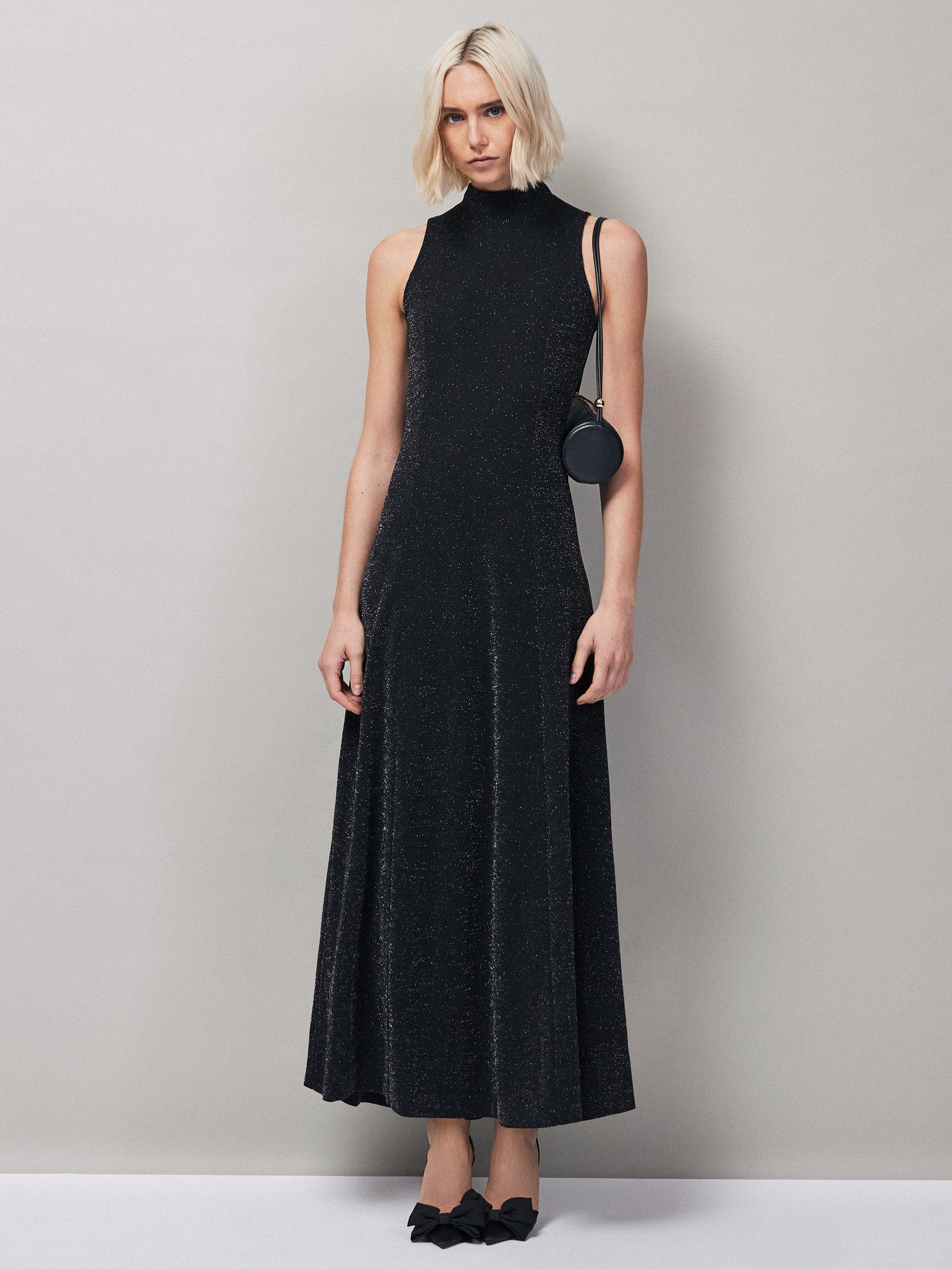 Ro&Zo Petite Carrie Sparkle Ponte Maxi Dress, Black