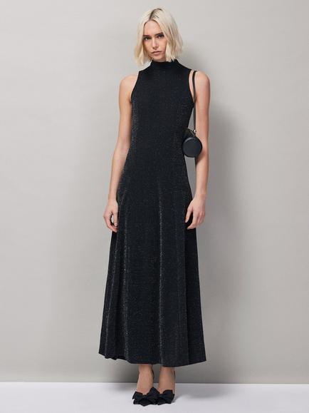 Ro&Zo Petite Carrie Sparkle Ponte Maxi Dress, Black, Black