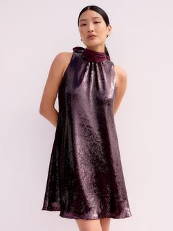 Ro&Zo Petite Freya Sequin Halterneck Dress, Red, Red