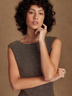 Ro&Zo Petite Joanna Sparkle Open Back Dress, Gold - view 2, Gold