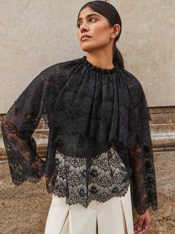 Ro&Zo Lace Overlay Blouse, Black, Black