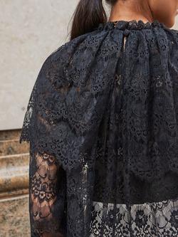 Ro&Zo Lace Overlay Blouse, Black - view 2, Black