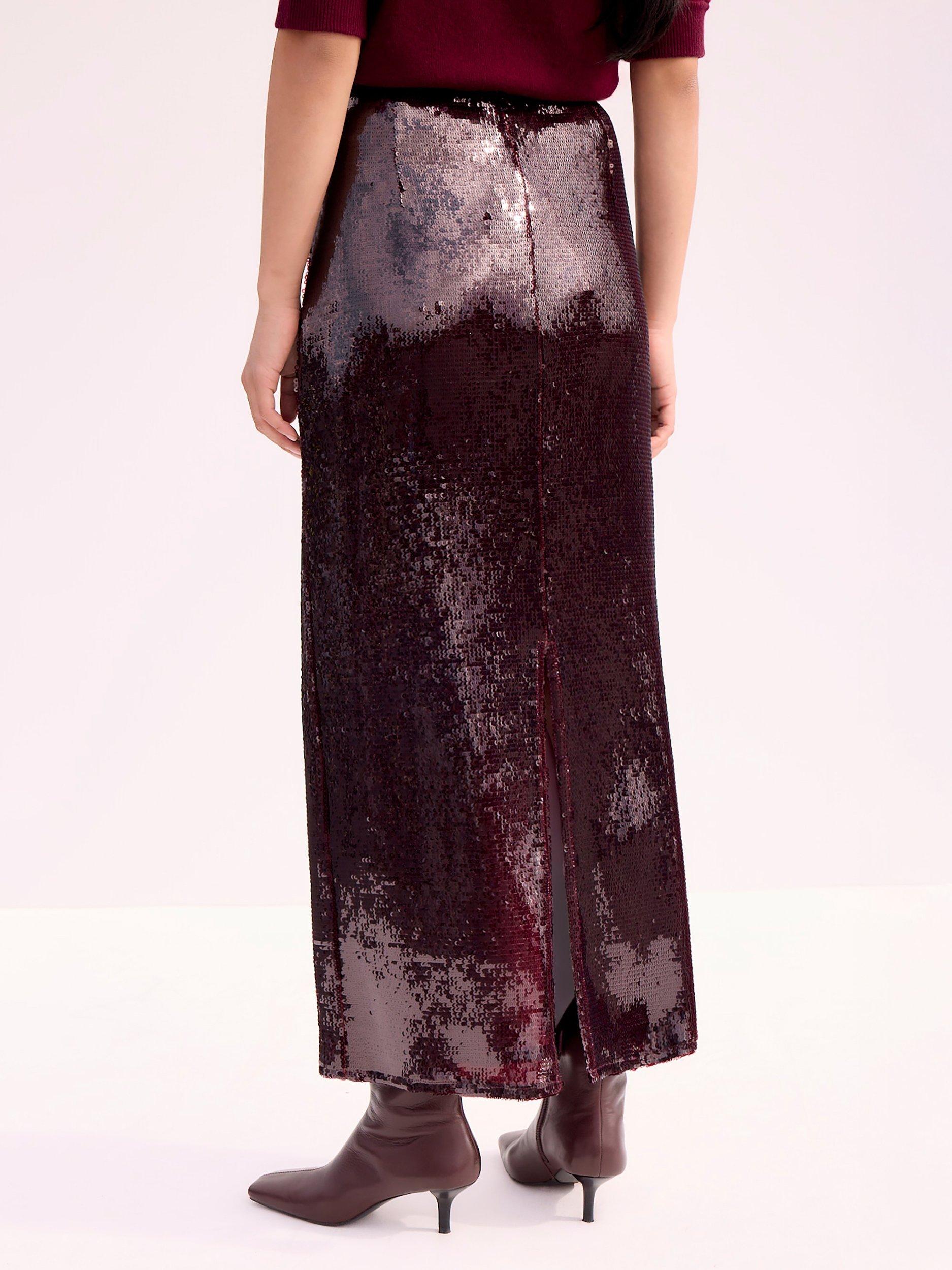 Product image 3 of 3, which shows Ro&Zo Petite Liquid Sequin Skirt, Red, 12Pt