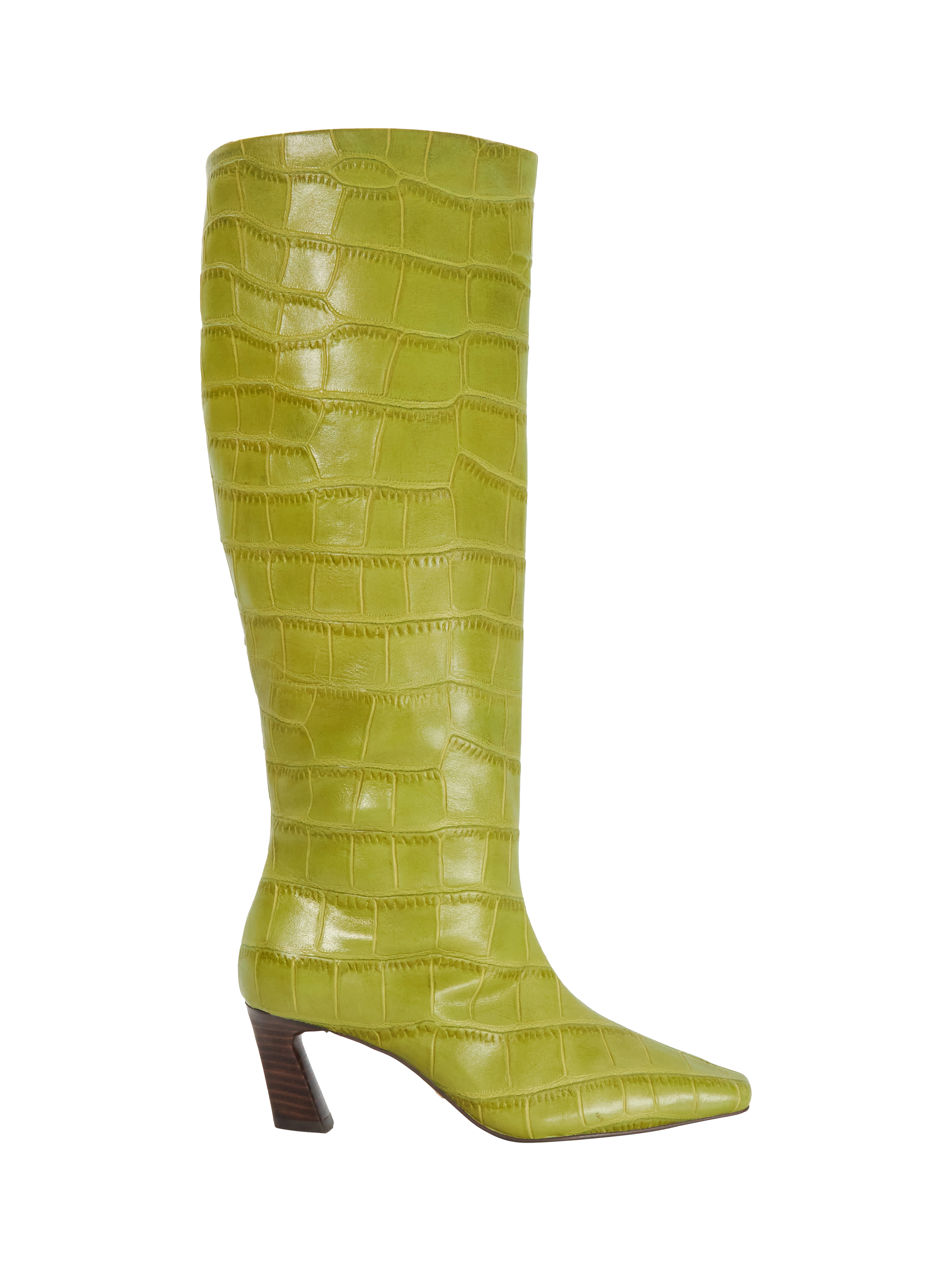 Product image 1 of 5, which shows Dune London Selinni Knee High Leather Boots, Green, EU36