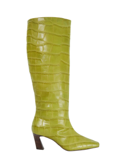 Dune London Selinni Knee High Leather Boots, Green, Green