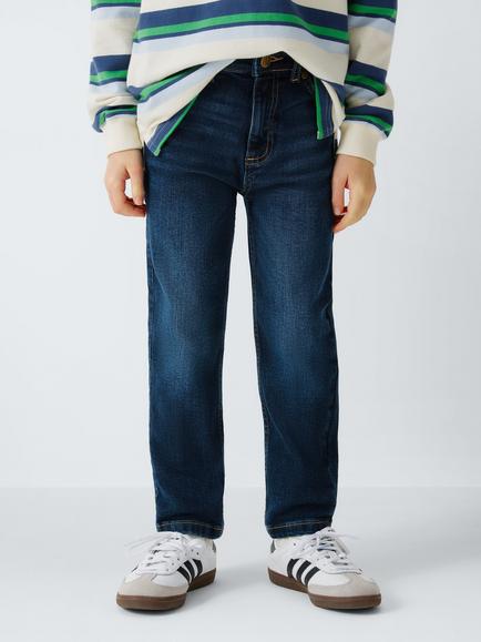 John Lewis Boy's Mid Rise Straight Jeans, Blue Mid Wash, Blue Mid Wash