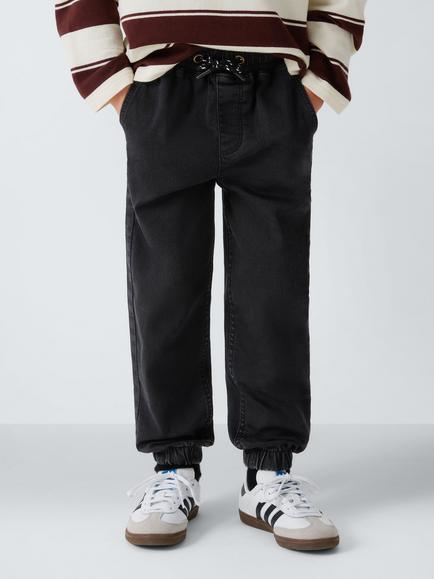 John Lewis Boy's Pull On Tapered Jeans, Black, Black