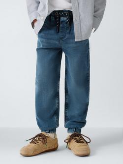 John Lewis Boy's Pull On Tapered Jeans, Blue Mid Wash, Blue Mid Wash