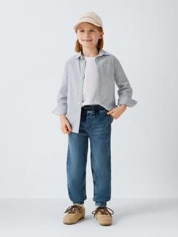 John Lewis Boy's Pull On Tapered Jeans, Blue Mid Wash - view 2, Blue Mid Wash