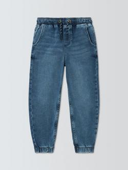 John Lewis Boy's Pull On Tapered Jeans, Blue Mid Wash, Blue Mid Wash