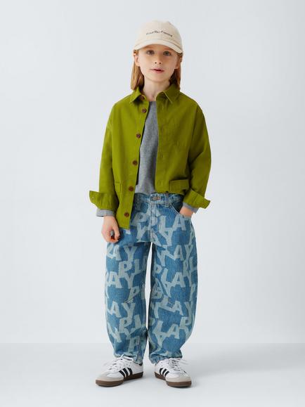 John Lewis Boy's Play Barrel Leg Jeans, Blue Multi - view 2, Indigo Print