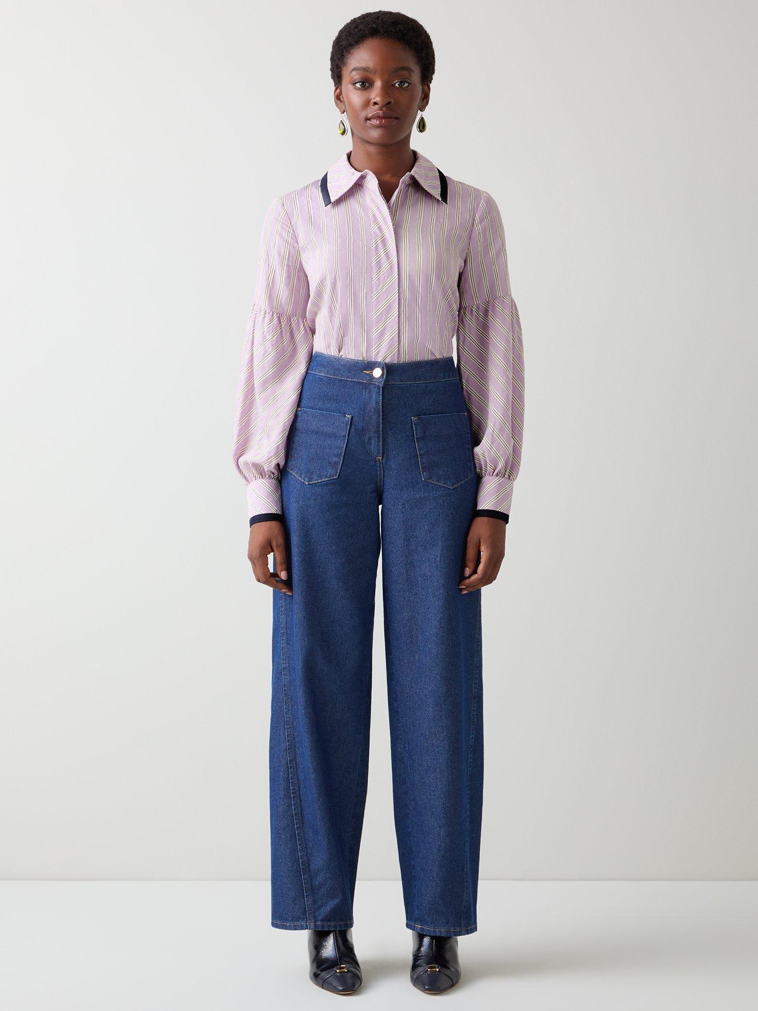 Product image 1 of 5, which shows L.K.Bennett Selma Colour Contrast Shirt, Purple, 6