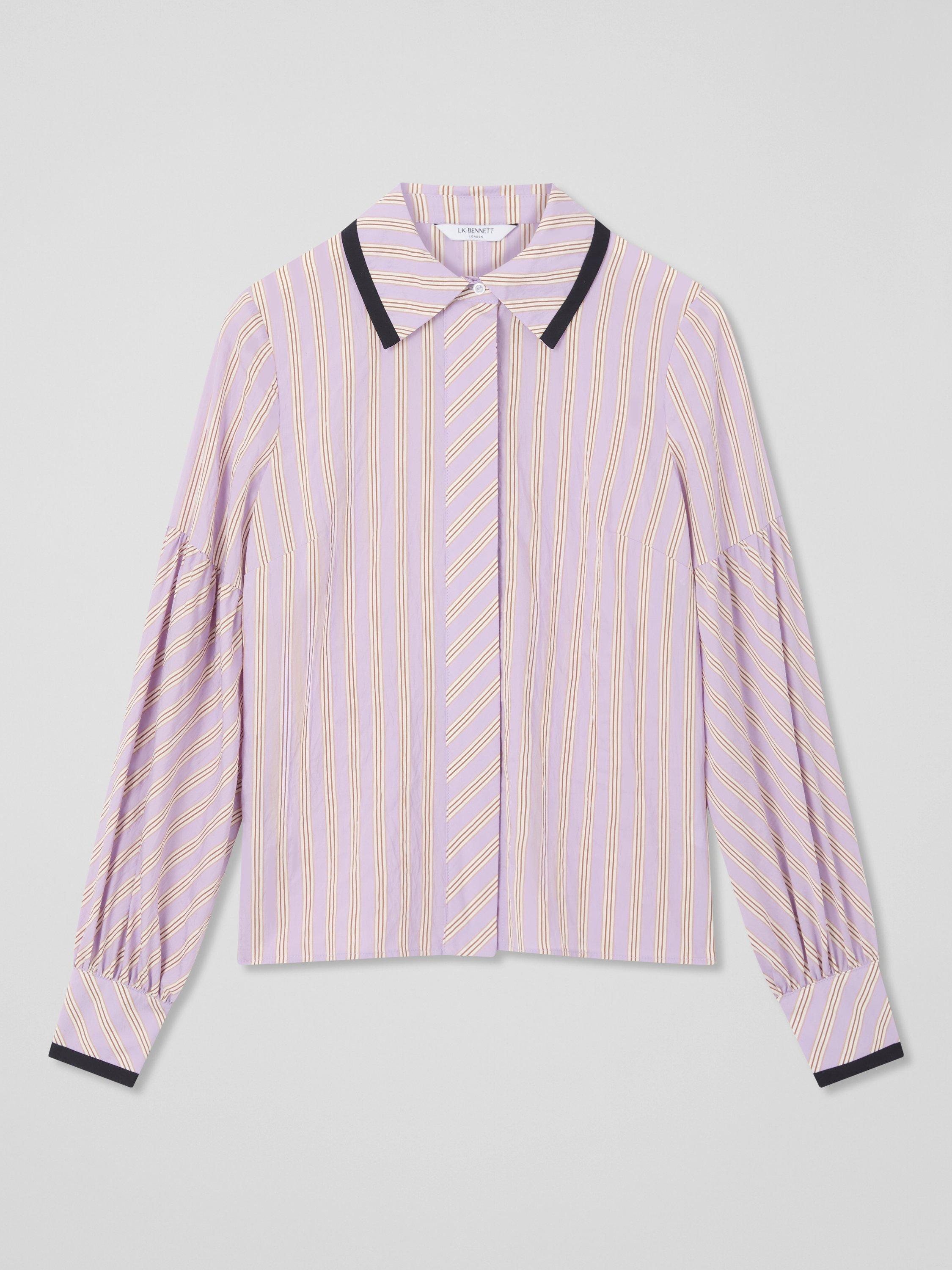 Product image 4 of 5, which shows L.K.Bennett Selma Colour Contrast Shirt, Purple, 6