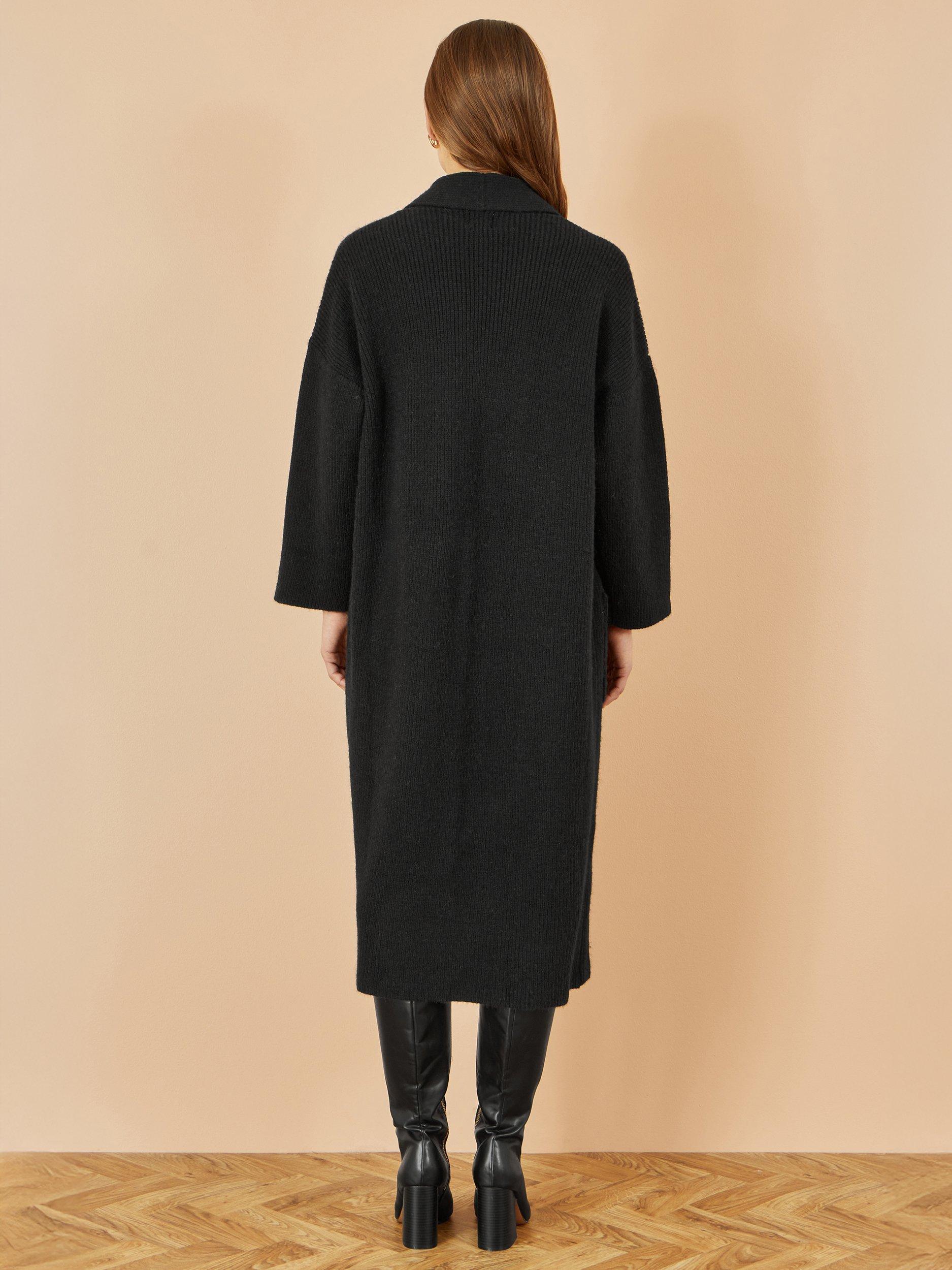 Product image 4 of 4, which shows Yumi Knitted Maxi Pocket Cardigan, Black, XS