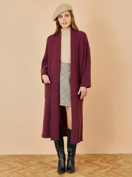 Yumi Knitted Maxi Pocket Cardigan, Burgundy