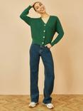 Yumi Stitch Detail Chunky Cardigan, Green