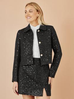 Yumi Boucle Sequin Jacket, Black, Black