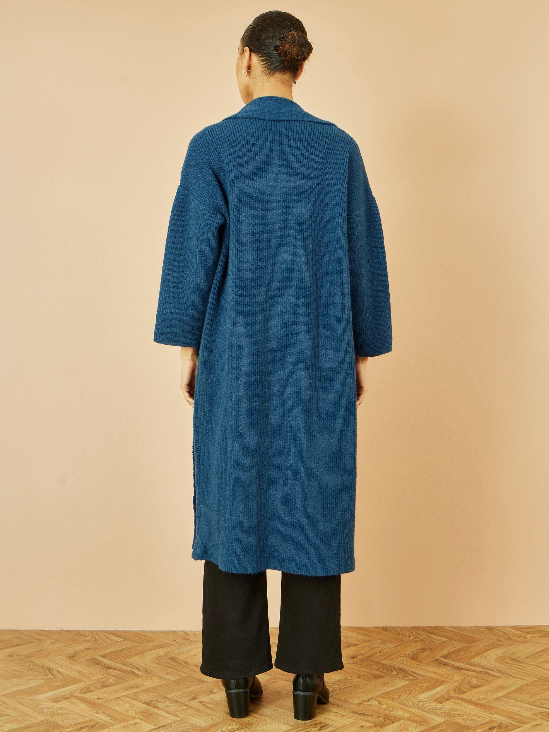 Product image 4 of 4, which shows Yumi Knitted Maxi Pocket Cardigan, Teal, XS