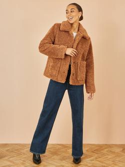 Yumi Pocket Detail Teddy Jacket - view 2, Brown