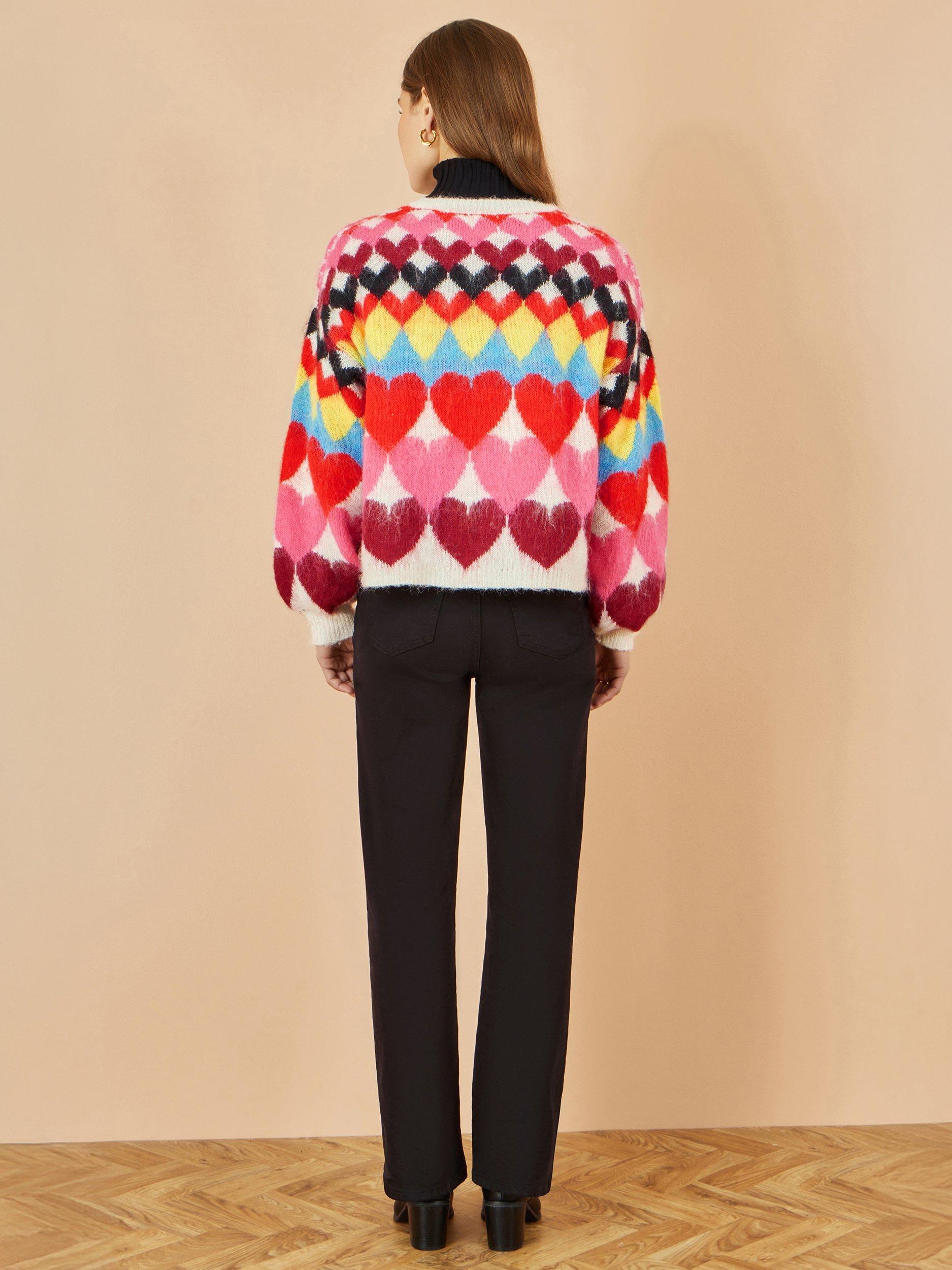 Product image 5 of 5, which shows Yumi Heart Tie Front Cardigan, Multi, S