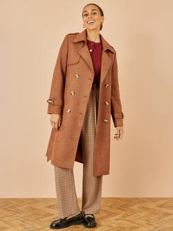 Yumi Faux Suede Trench Coat, Brown