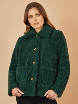 Yumi Pocket Detail Teddy Jacket, Green
