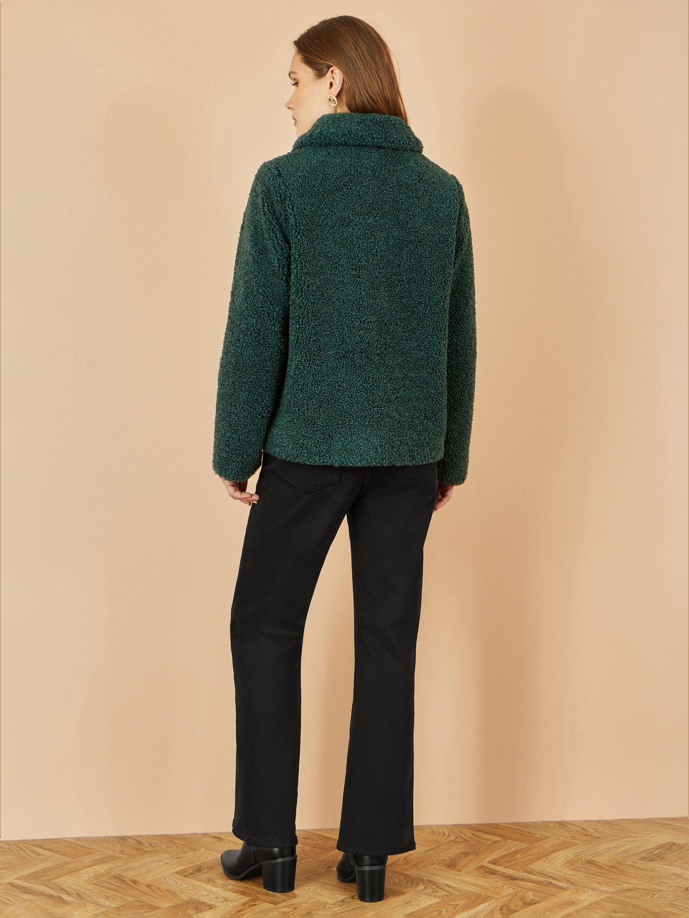 Product image 5 of 5, which shows Yumi Pocket Detail Teddy Jacket, Green, 8