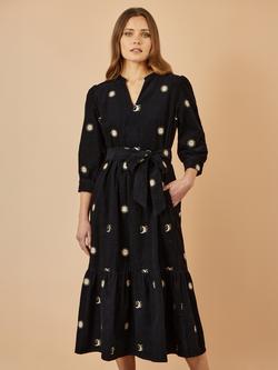 Yumi Cosmic Embroidered Corduroy Midi Dress, Black - view 2, Black