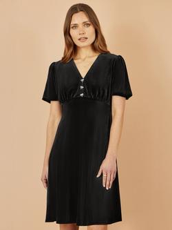 Yumi Diamante Bow Velvet Dress, Black