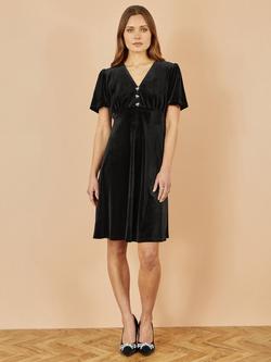 Yumi Diamante Bow Velvet Dress - view 2, Black