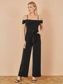 Yumi Sparkle Stretch Wide Leg Jumpsuit, Black - view 2, Black
