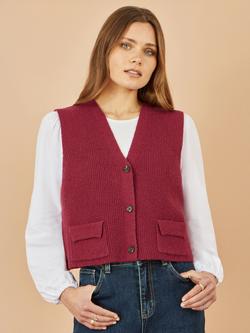 Yumi Rib Knit Waistcoat, Burgundy