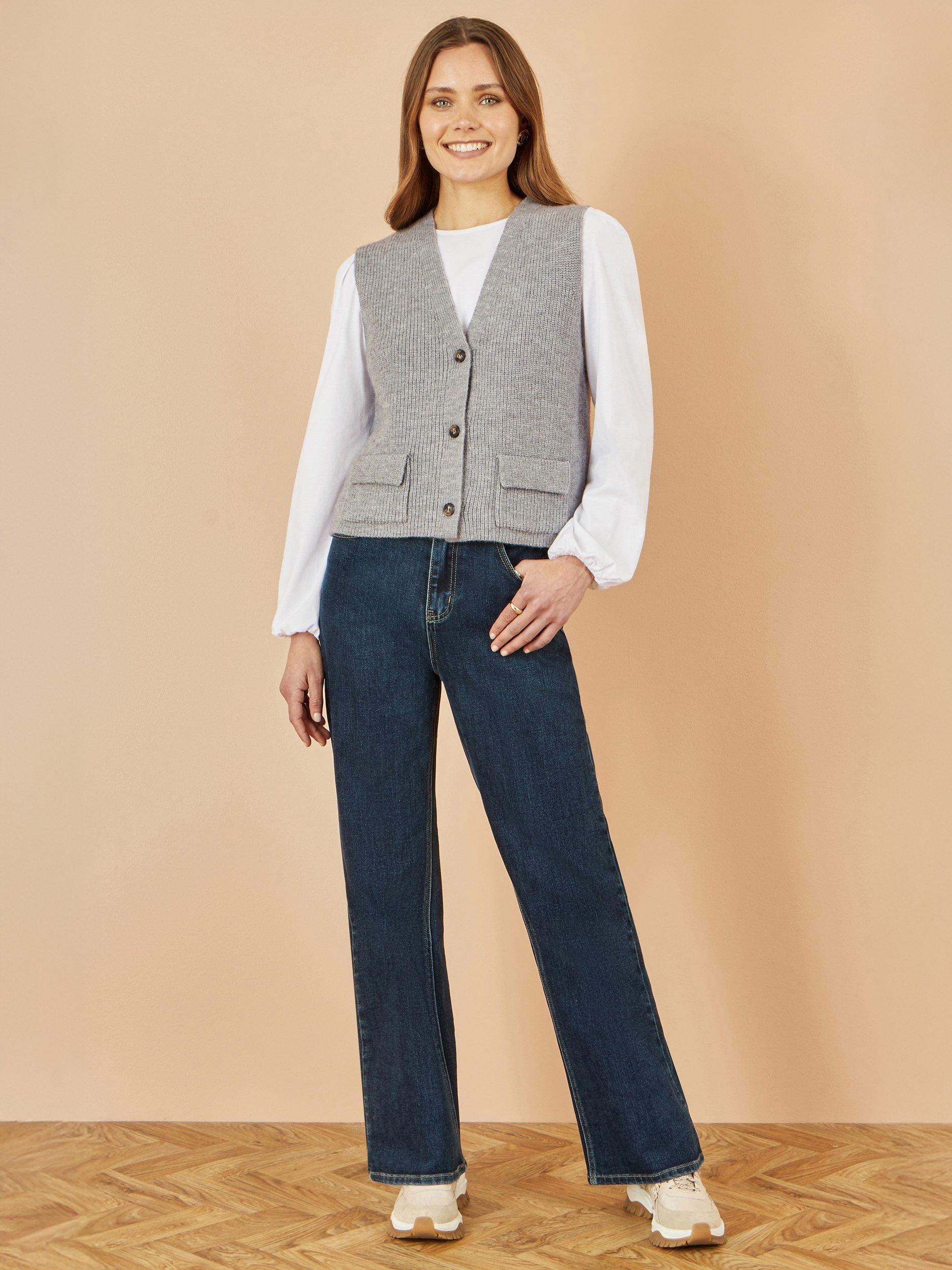 Product image 2 of 4, which shows Yumi Rib Knit Waistcoat, Grey, XS