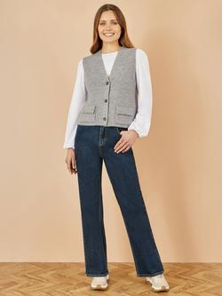 Yumi Rib Knit Waistcoat - view 2, Grey