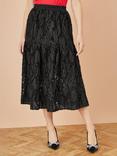 Yumi Mesh Sequin Midi Skirt, Black
