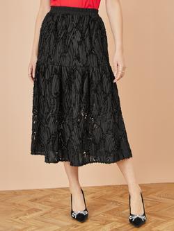 Yumi Mesh Sequin Midi Skirt, Black - view 2, Black