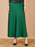 Yumi Satin Midi Skirt, Green