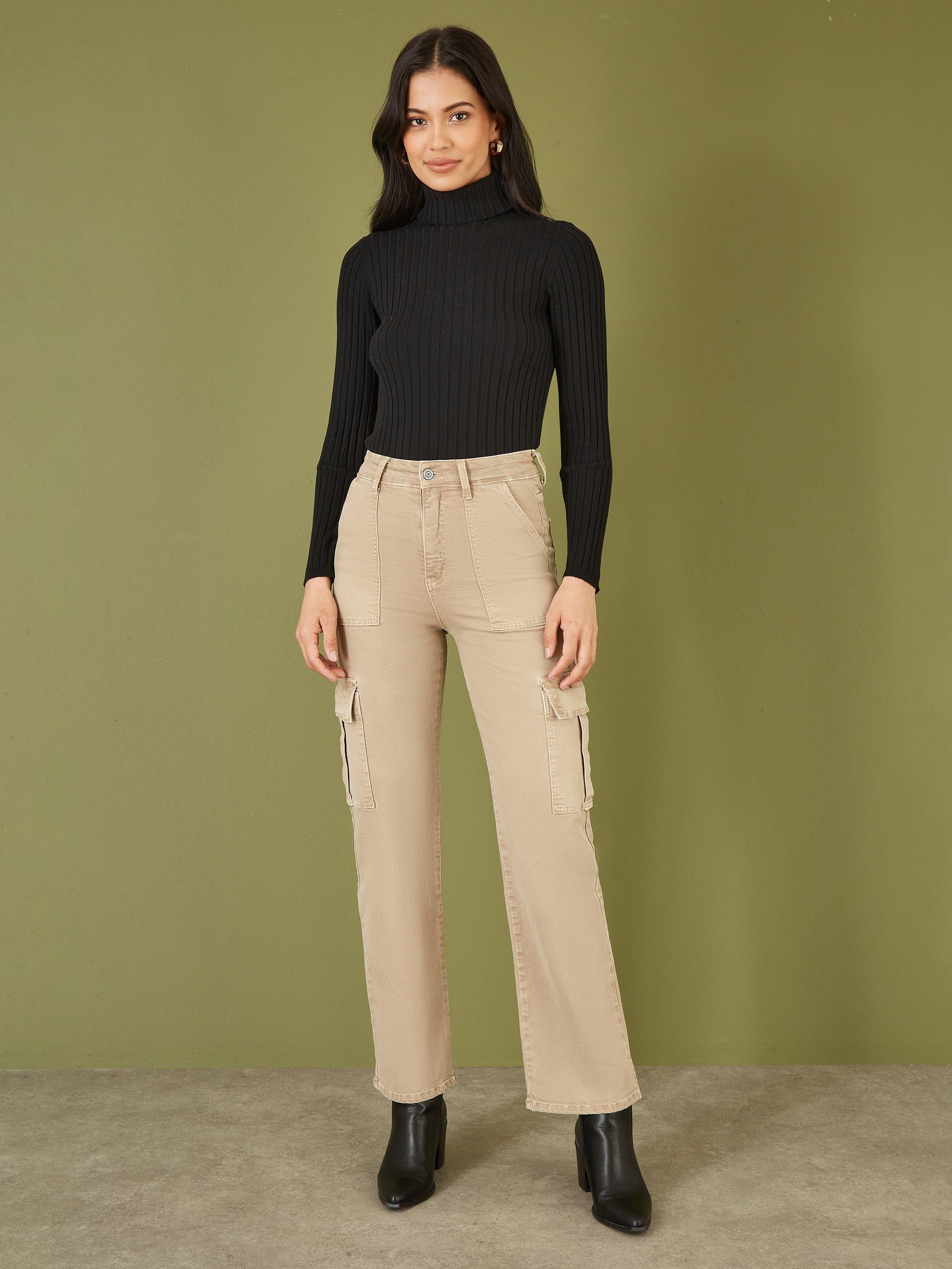 Product image 2 of 5, which shows Yumi Ribbed Roll Neck Jumper, Black, XS