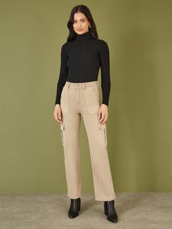 Yumi Ribbed Roll Neck Jumper - view 2, Black