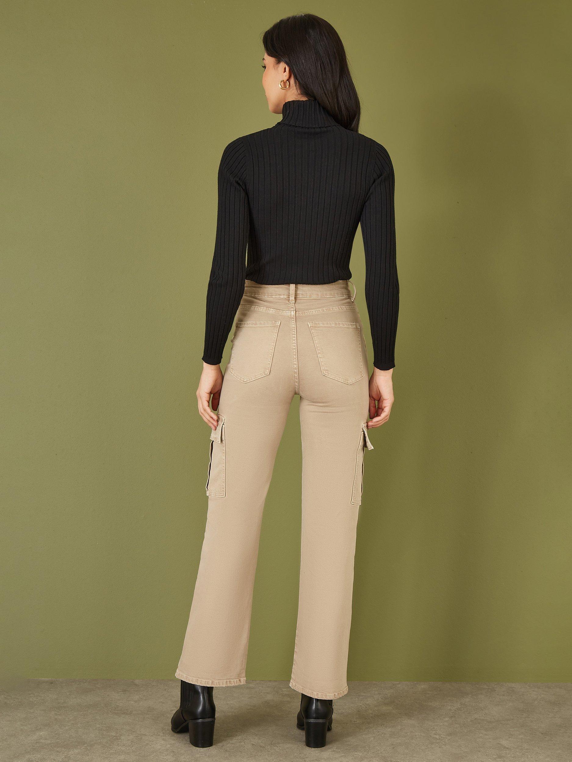 Product image 4 of 5, which shows Yumi Ribbed Roll Neck Jumper, Black, XS