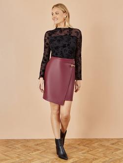 Yumi Flocked Floral Mesh Top, Black - view 2, Black