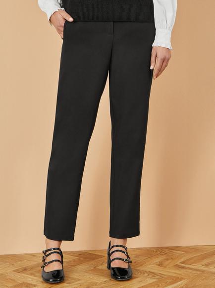 Yumi Tailored Mid Rise Cigarette Trousers, Black