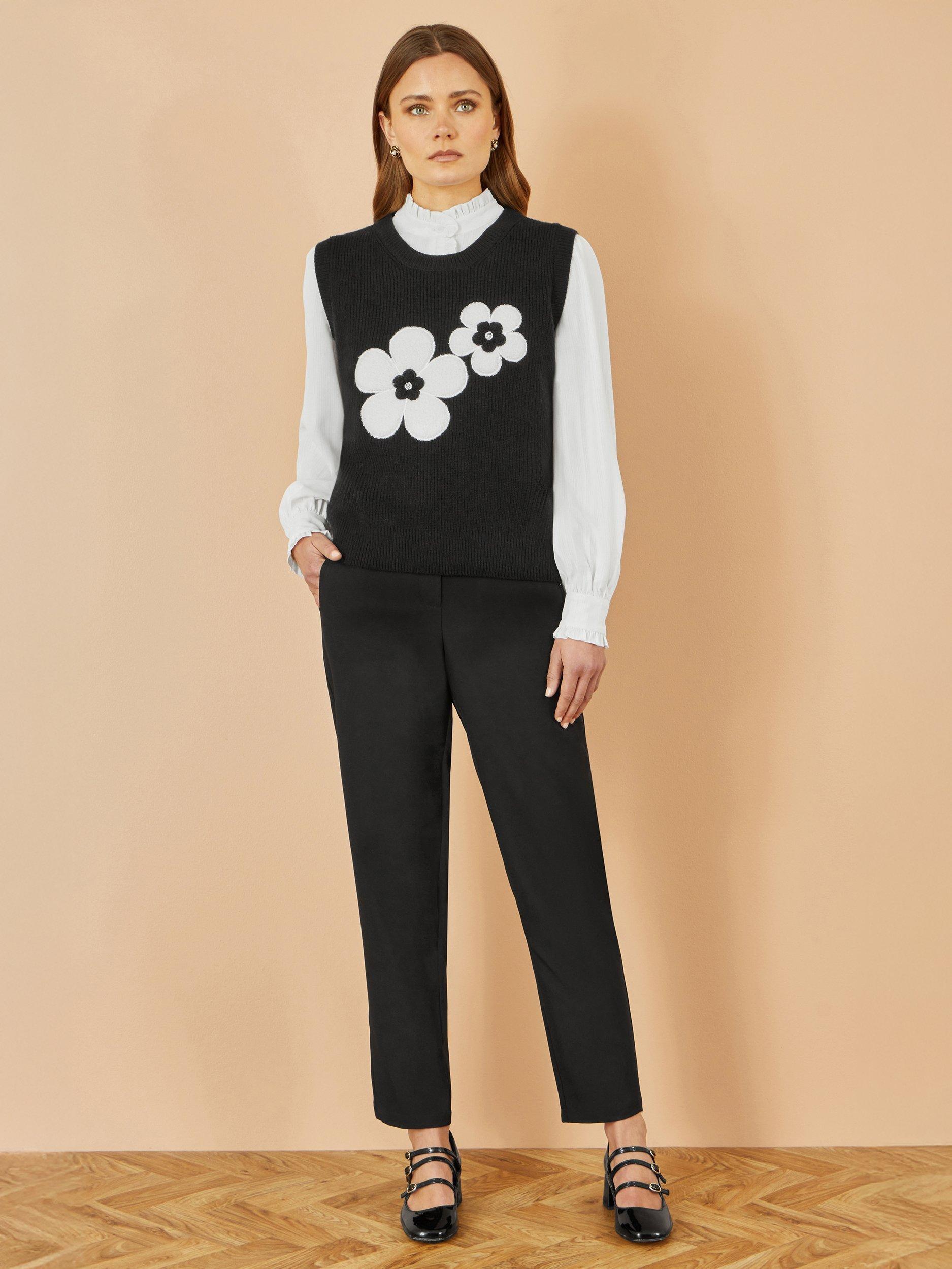 Product image 2 of 3, which shows Yumi Tailored Mid Rise Cigarette Trousers, Black, 8