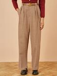 Yumi Check Wide Leg Trousers, Brown